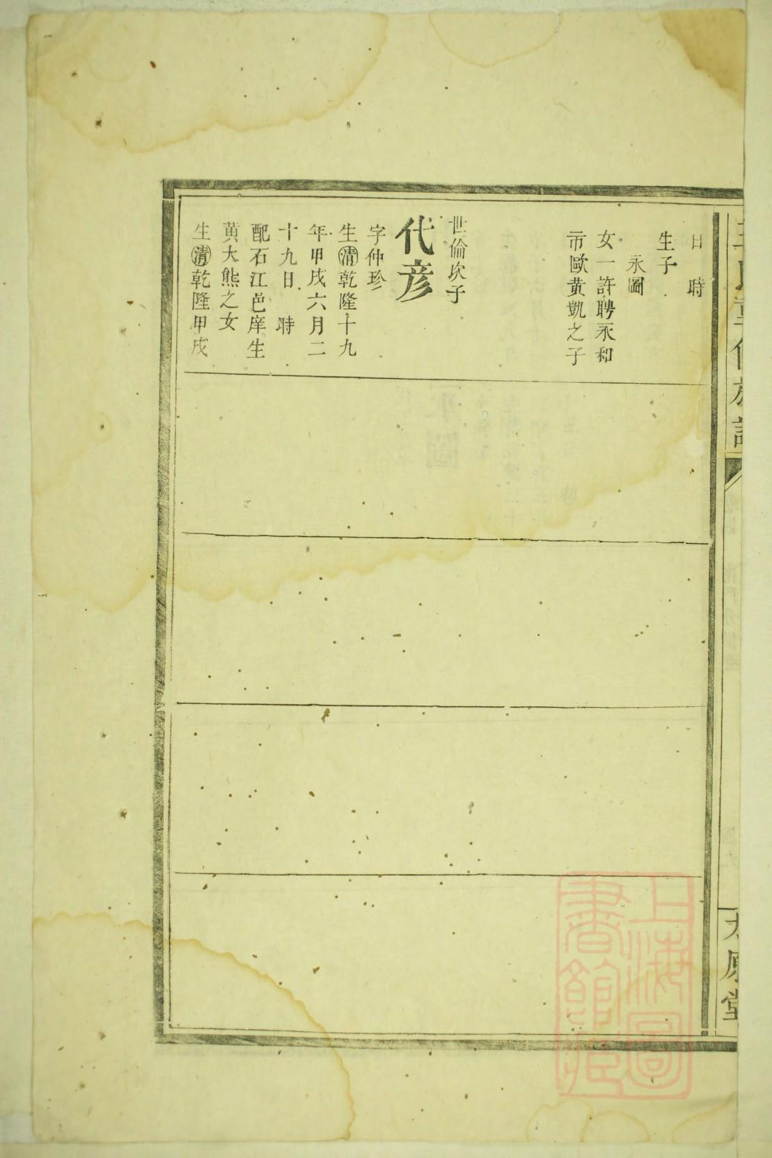 史氏族谱江西分支