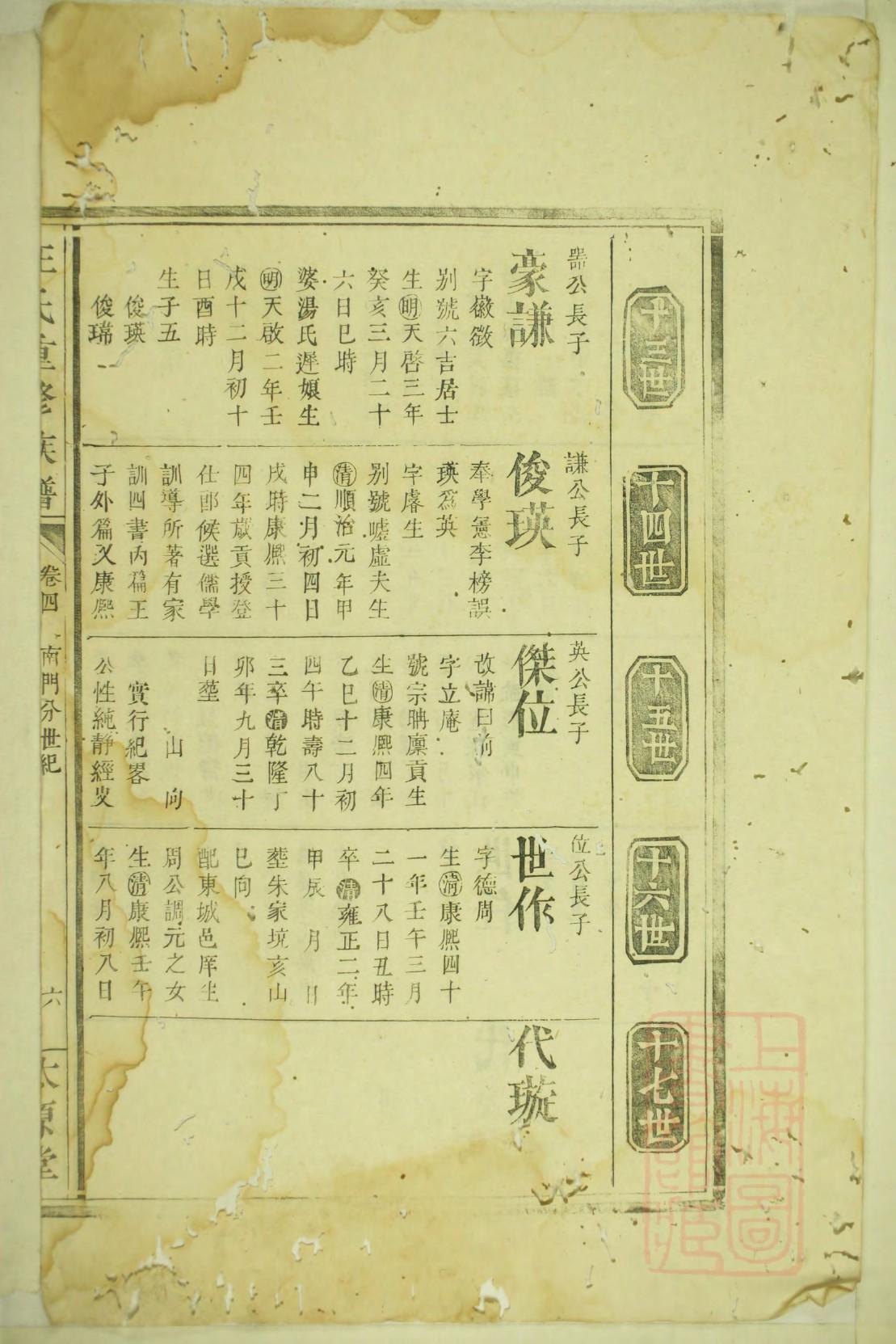 钱氏族谱北京分支