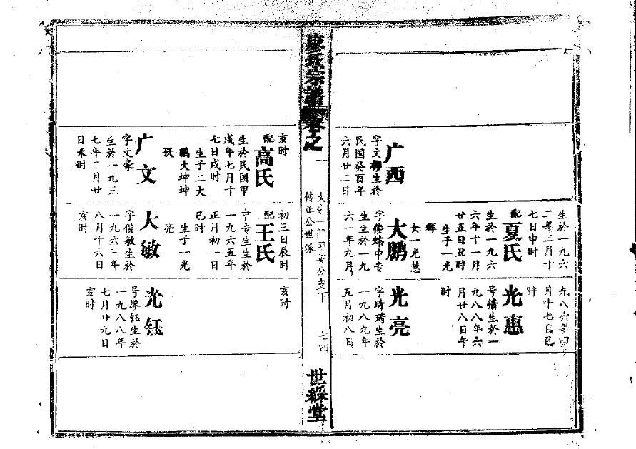 胡氏族谱广西分支