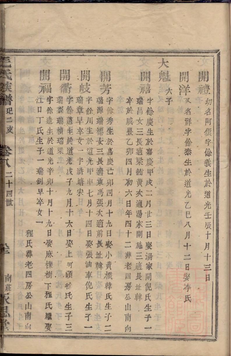薄氏族谱字辈书
