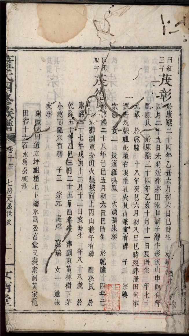 谢氏族谱广西分支