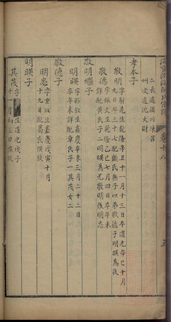 狄氏族谱字辈书