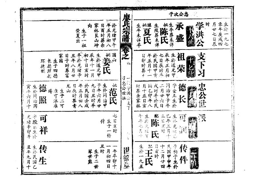 曹氏族谱四川分支