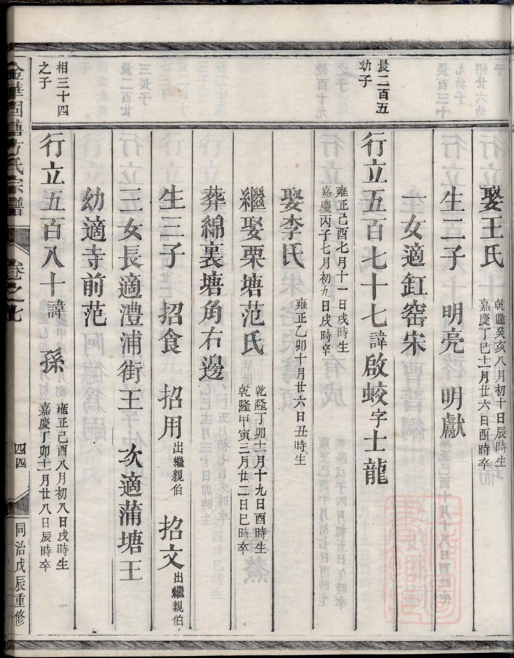 白氏族谱重庆分支