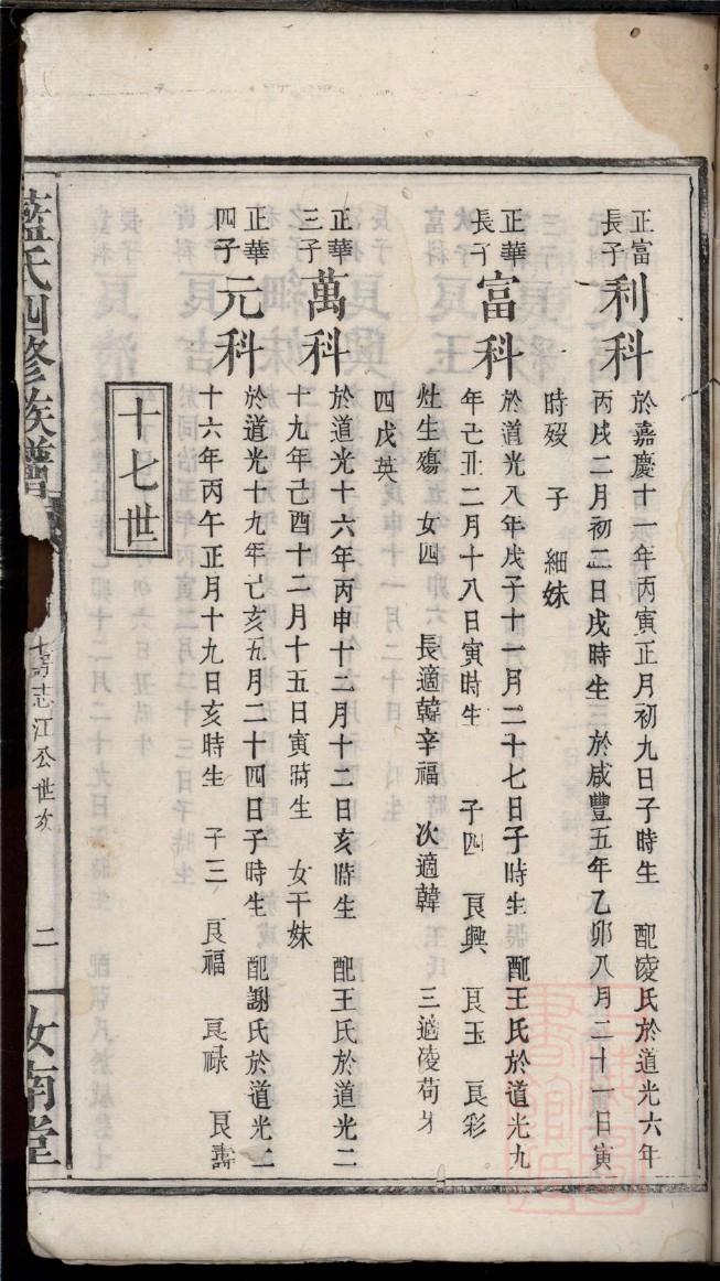 侯氏族谱河北分支