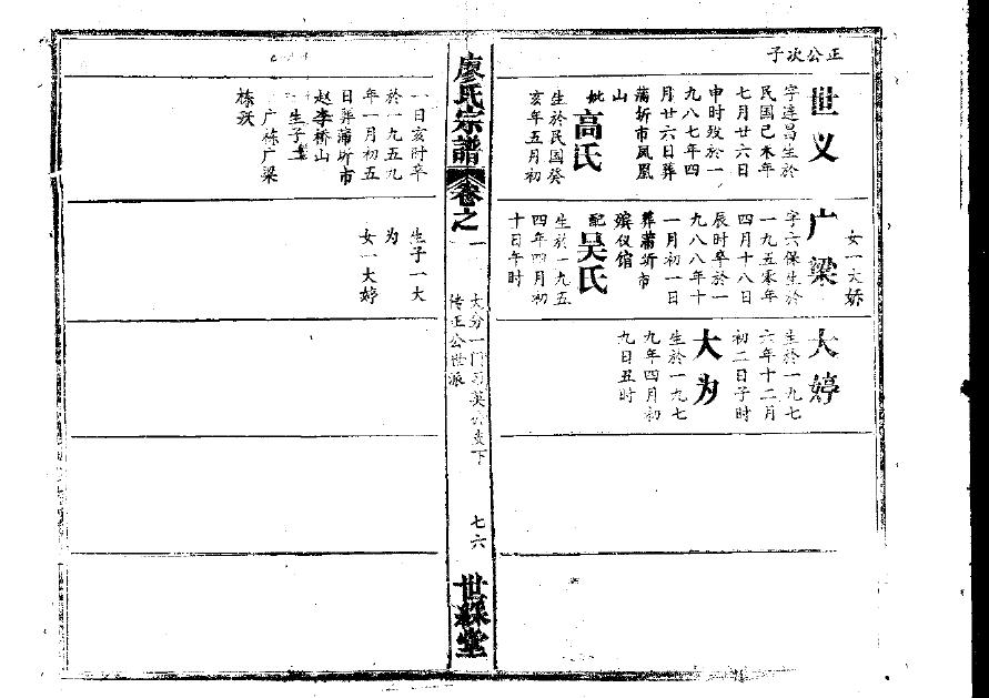 全氏族谱辈分