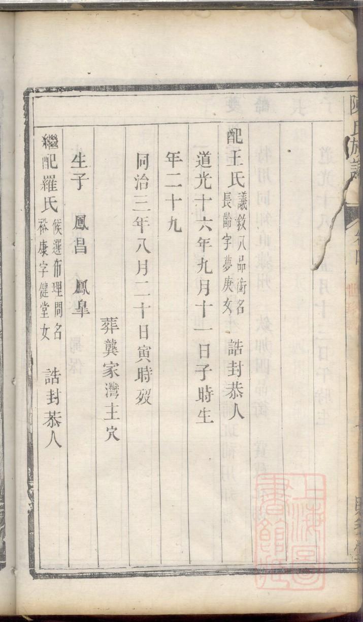 谭氏族谱吉林分支