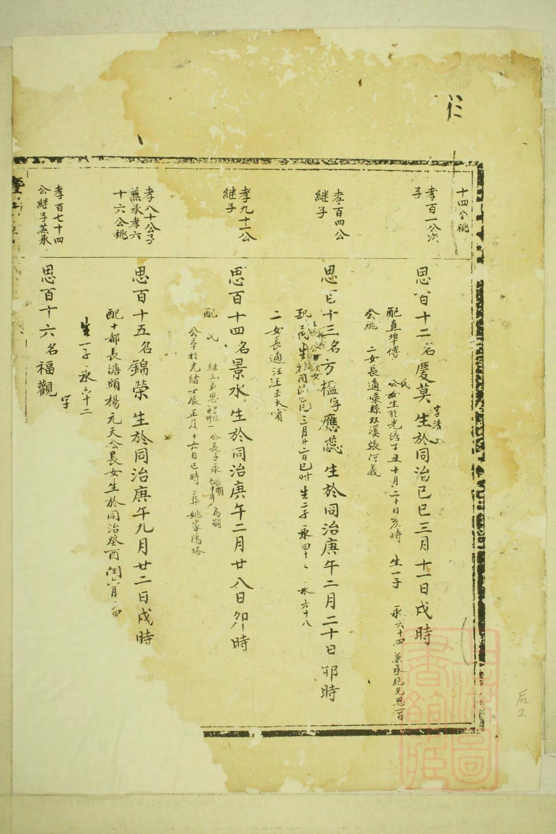 焦氏族谱字辈