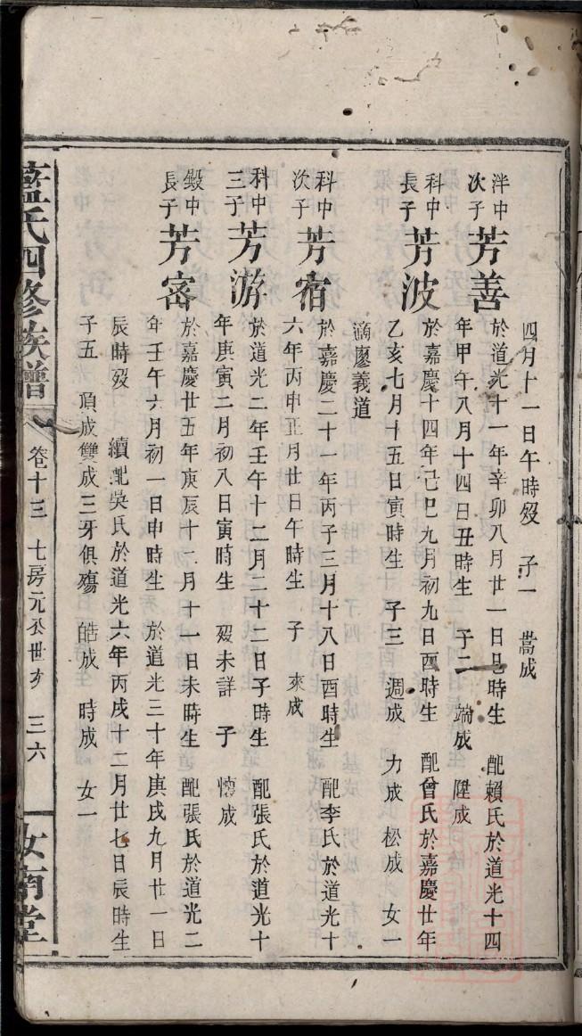 阎氏族谱福建分支