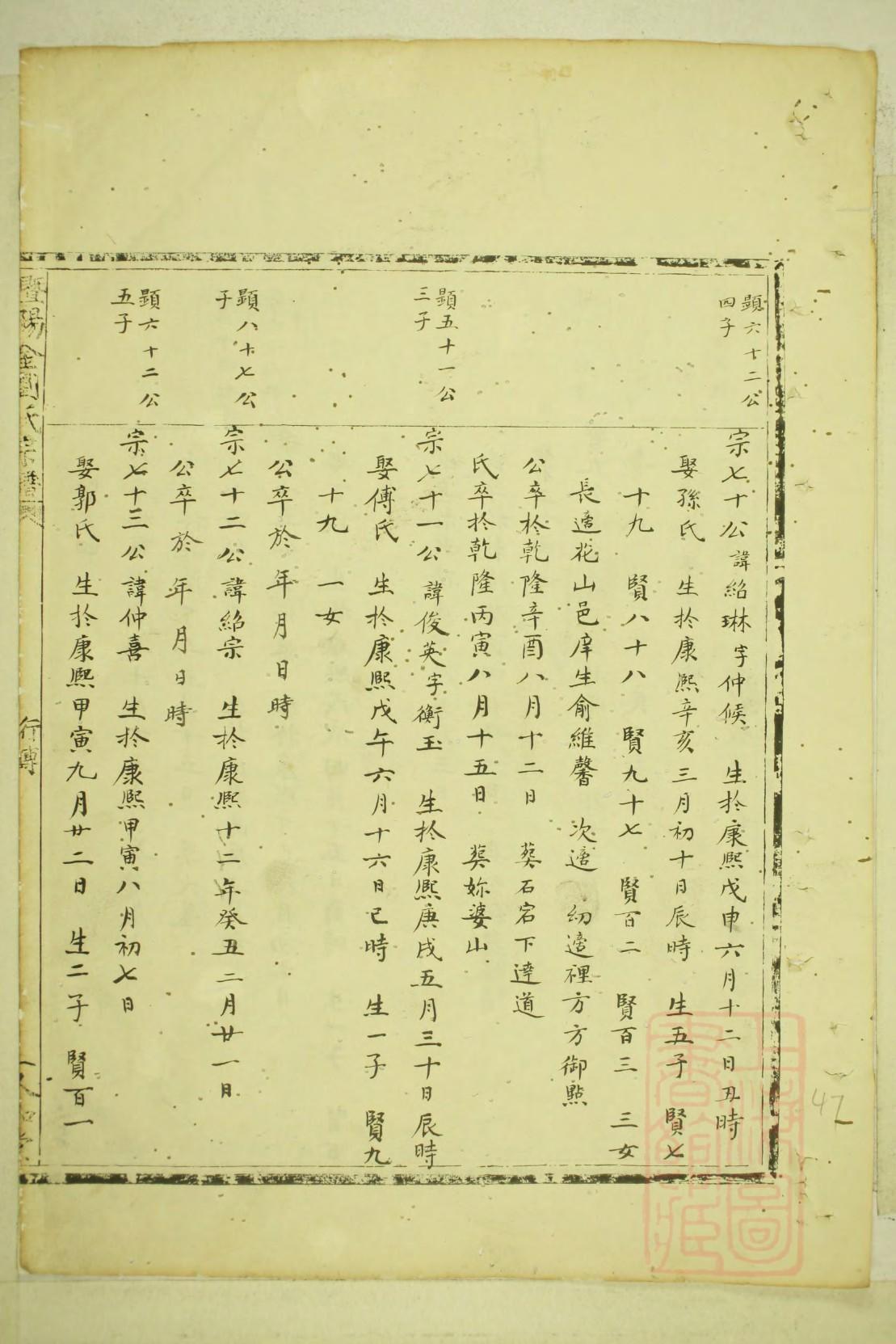 家谱英文