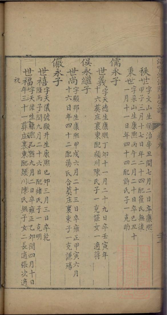 于氏族谱江西分支